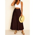 thumbnail image 6 of Moomaya Womens Solid Cotton Maxi Skirt with Pockets | Tiered 40-Inch Long Skirt | Elastic Waist Resort Wear | Summer Outfit, 6 of 7