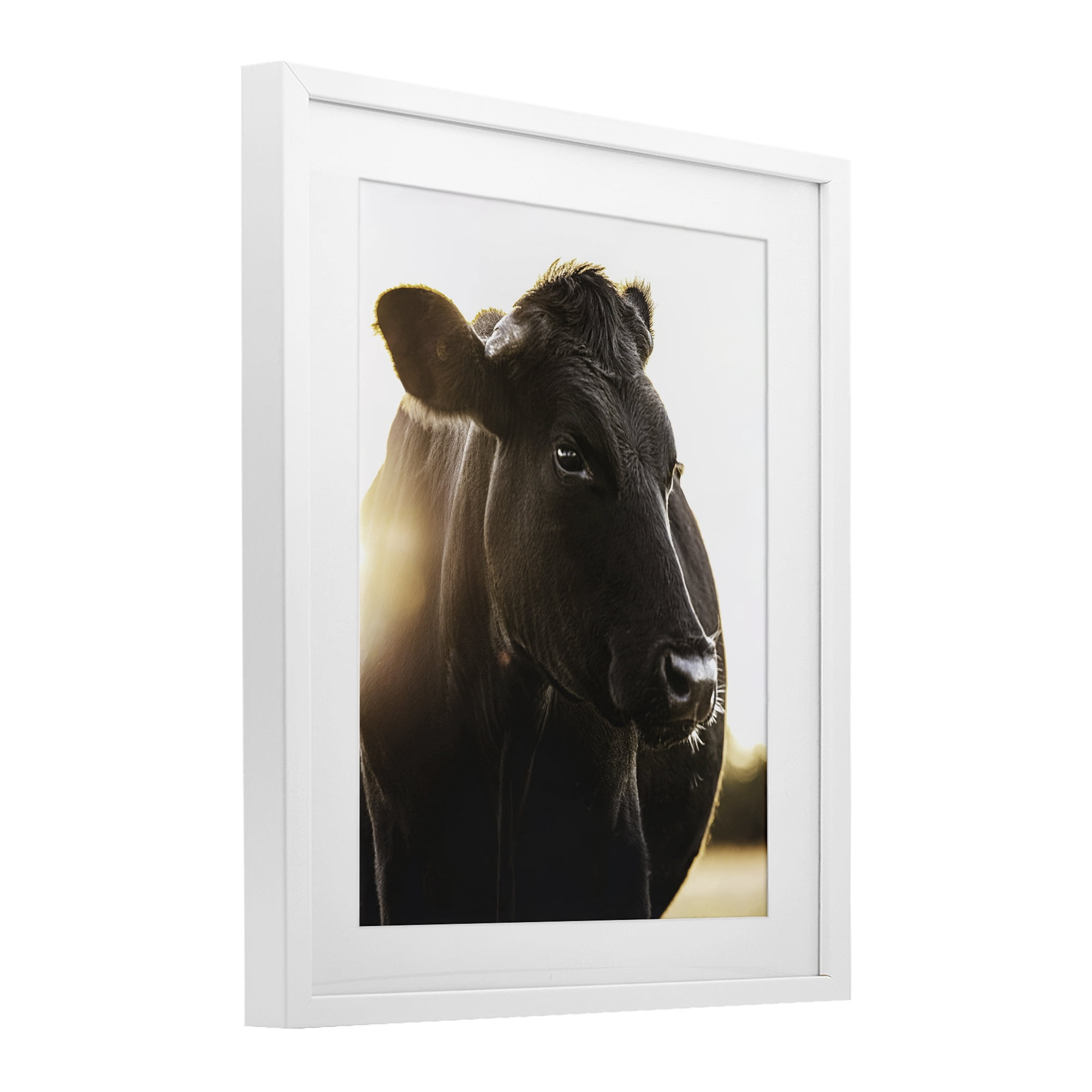 Stupell Industries Bessie The Cow Portrait White Framed Print Under Glass, design by Leah Straatsma