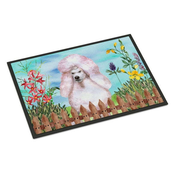 Carolines Treasures CK1279MAT White Standard Poodle Spring Door Mat Indoor Rug or Outdoor Welcome Mat 18x27 Doormat