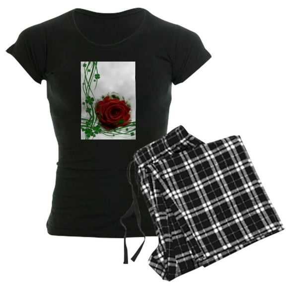 CafePress - Rose With Four Leaf Clovers - Women's Dark Pajamas