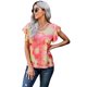 thumbnail image 4 of ABPHQTO Camiseta de Mujer Manga Volante Estampado Tie-dye Naranja, 4 of 5