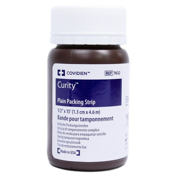 Curity Cotton Non-Impregnated Sterile Plain Gauze Wound Packing Strip, 0.5" x 5 yards, 1 Ct