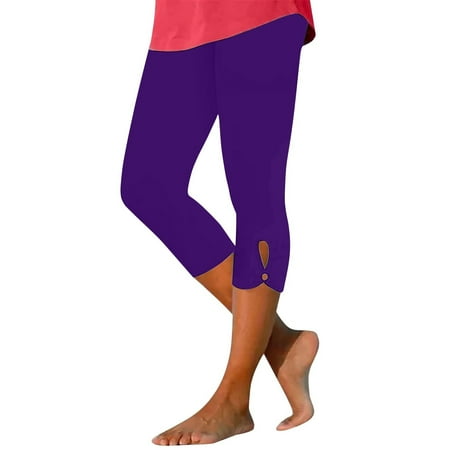 MSJUHEG legging capris Yoga Leggings Capri Leggings Legging Capris for Women Capri Leggings for Women Yoga Pants Women Athletic Yoga Pants Running Workout Leggings Purple XXXL