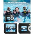 thumbnail image 4 of Underwater Camera 4K Dual Screen Waterproof Camera for Snorkeling with 64G SD Card,Action Camera with 16X Digital Zoom 48 MP Autofocus ,2 Battery(black), 4 of 7