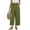 #Style2-Army Green-A1, variant on Linen Beige Crop Pants for Women Lightweight High Waist Bell Bottom Comfy Capri Pants Elastic Stretch Summer Gauze Pants with Pockets S