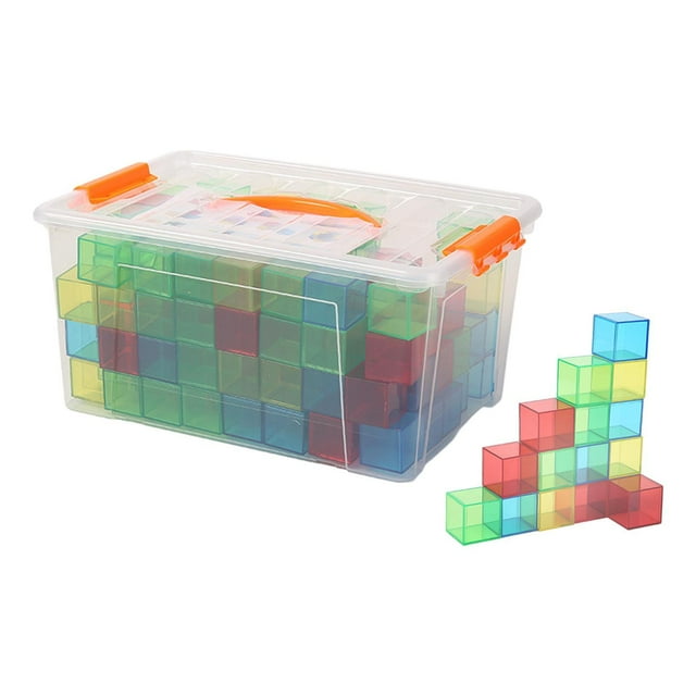 Juego de Apilamiento Cuadrado de Cubos Geométricos Transparentes Hugo Juguetes Educativos 4 cm