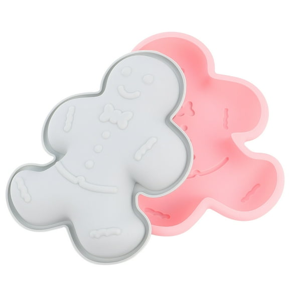 GAXIRE 2-Pack Silicone Baking Molds for Gingerbread Man Cakes and Cookies, Non-Stick Flexible Baking Tools