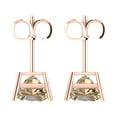 thumbnail image 4 of 3.0 Ct Princess Cut Studs Yellow Moissanite 18K Rose Solid Solid Gold Everyday Dainty Earrings Push Back, 4 of 7