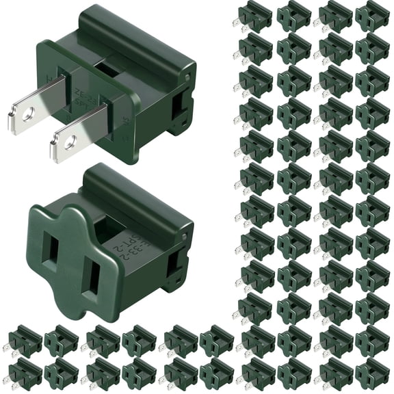 60 Packs Christmas SPT-2 Female and Male Slip Plug Set Vampire Gilbert Plug Electrical Light End Adapter for Xmas Holiday Party