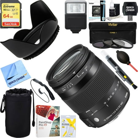 Sigma (885-306) 18-200mm F3.5-6.3 DC Macro OS HSM Lens for Nikon + 64GB Ultimate Filter & Flash Photography (Best Flash Bracket For Macro Photography)