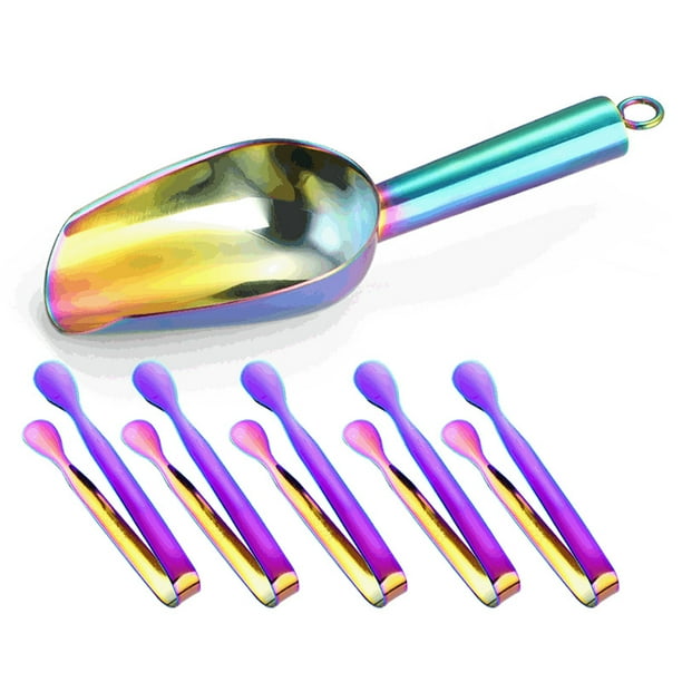 Cuchara de hielo de acero inoxidable - Pala de hielo metálica resistente para congelador, bar y cocina - Perfecta para cubitos de hielo, granos de café, azúcar y uso en fiesta