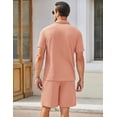 thumbnail image 6 of COOFANDY Men's Waffle Knit Polo Shirt and Shorts Set 2 Pieces Outfits Summer Suit Casual Tracksuit with Pockets, 6 of 6