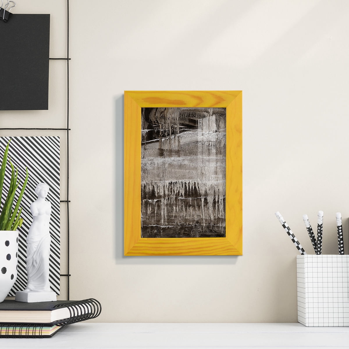 Continuum IV -Framed Print w/glass-Sunflower Yellow