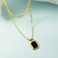 thumbnail image 3 of Layered Gold Choker Necklace for Women Dainty Black Square Pendant 18K Gold Plated Stainless Steel Chain Link Jewelry for Mother and Daughter (Black), 3 of 5