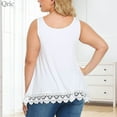 thumbnail image 3 of QRIC Women's Cami with Built in Bra Cup Summer Casual Flowy Swing Pleated Plus Size Lace Tank Top with Wide Strap (S-4XL), 3 of 6