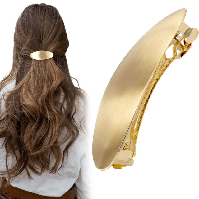 CustomyLife Pasador de pelo ovalado de 3.0 in, clip de pelo grande de metal vintage, dorado, francés, boda, fiesta de graduación, accesorios formales para el pelo para mujeres y niñas, pelo largo y gr