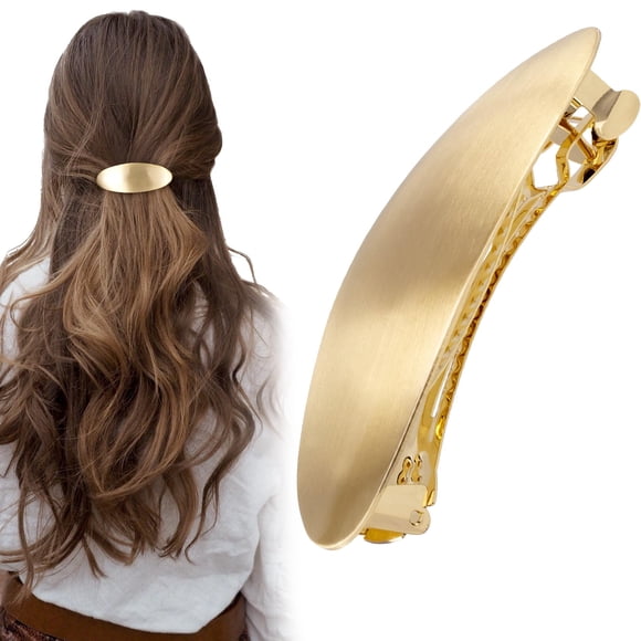 CustomyLife Pasador de pelo ovalado de 3.0 in, clip de pelo grande de metal vintage, dorado, francés, boda, fiesta de graduación, accesorios formales para el pelo para mujeres y niñas, pelo largo y gr
