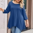 thumbnail image 4 of TQWQT Plus Size Tunic Tops for Women Fashion 4x Plus Tops Crewneck Womens Long Sleeve Tops Dressy Casual Basic Plain Tshirts Loose Fit Womens Clothing Blue 2XL, 4 of 4