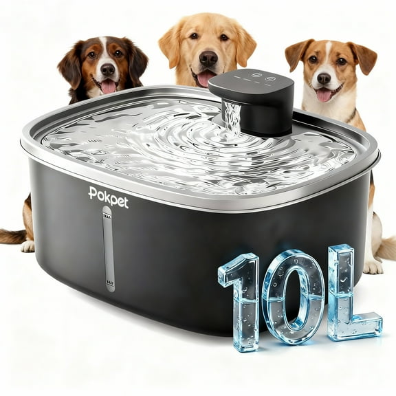 2.64 Gallon Large Capacity Automatic Dog Cat Water Fountain, Black