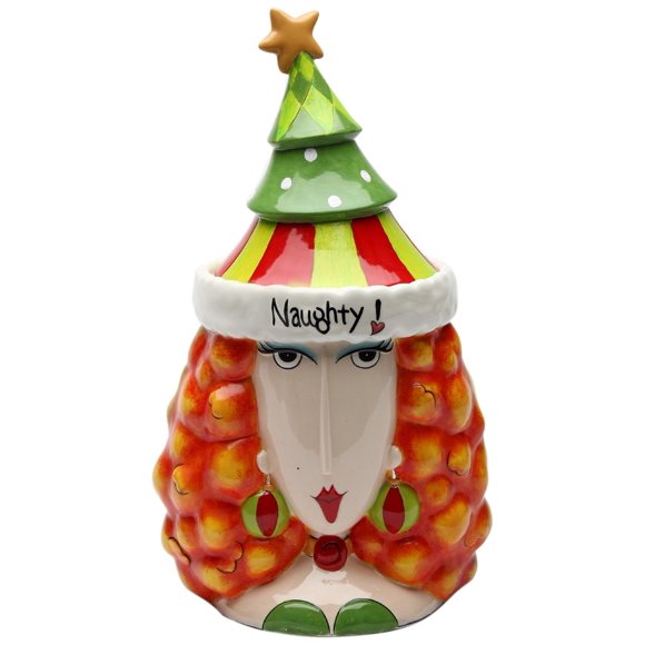 Appletree Design 62683 Naughty And Nice Ceramic Cookie Jar With Seasonal Design 6-1/2 By 11-3/4 By 4-3/4-Inch