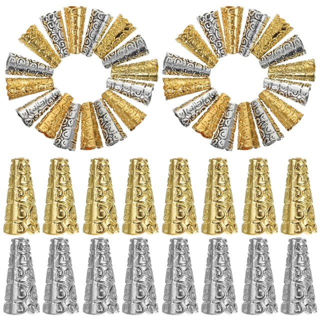 LOLIPPYY 100Pcs Small Metal End Caps Alloy Silver for Jewelry Making by Craft Enthusiasts