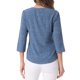thumbnail image 3 of Blusa de mujer Inspire Chic con cuello en V, mangas 3/4, estampado de lunares y corazones, parte delantera con botones, azul denim M, 3 of 6