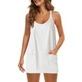 thumbnail image 4 of ZZwxWA Short Summer Dress for Women Strappy Athletic Romper Hot Shot Mini Dress Workout Onesie Outfits with Pockes 2025 Holiday, 4 of 8