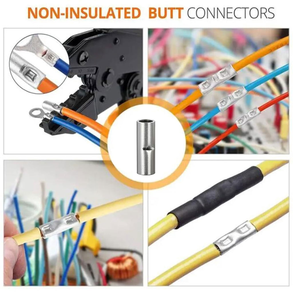 300Pcs Butt Terminals Electrical Wire Connectors Splices Crimp Terminals Sleeve