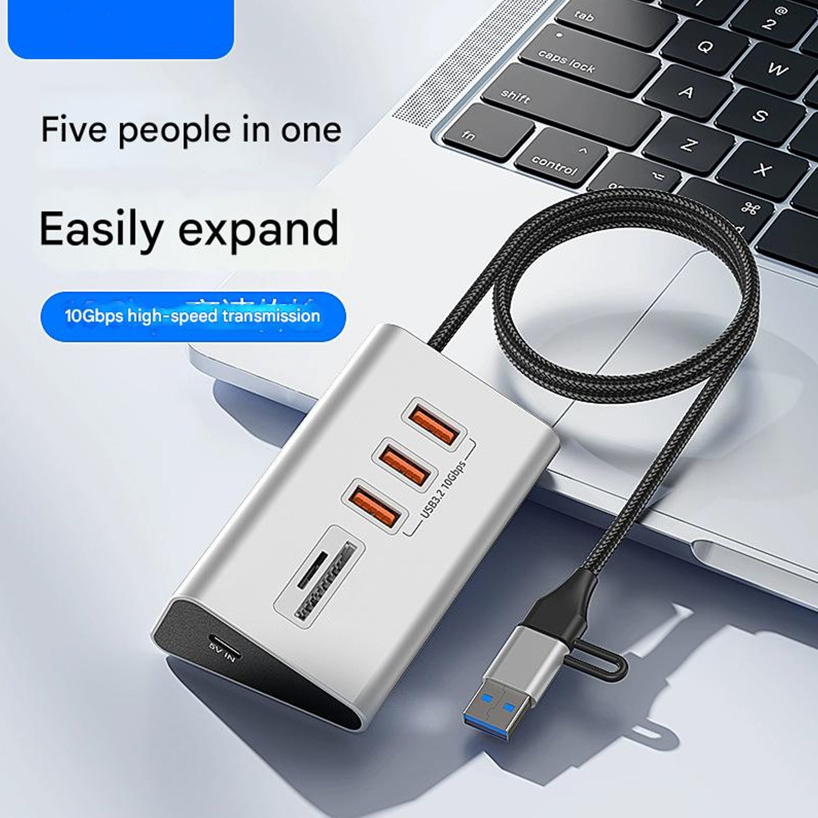Fast Speed 10Gbps USB C Hubs Aluminum Adapter Multiple Interfaces Card Reader For Laptop
