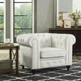 thumbnail image 4 of White Tufted Chesterfield Loveseat and Armchair Set, Classic Living Room Sofa Set, 4 of 11