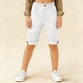 thumbnail image 5 of Dress Shorts Girl Girls Linen Bermuda Shorts, Summer High Waist Straight Leg school Shorts Loose Solid Rolled Hem Beach Casual Shorts White 7-8Y, 5 of 8