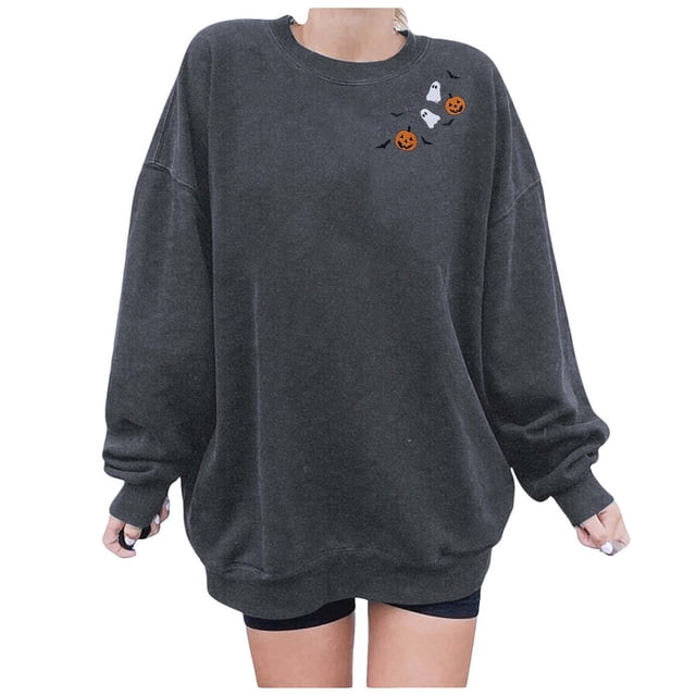 WEAIXIMIUNG Mode Femmes Sweats à Capuche & Sweatshirts Zip Complet Dames Hoodie Décontracté Imprimé Local Sans Tête Graphique Couleur Unie Col Rond Manches Longues Pull