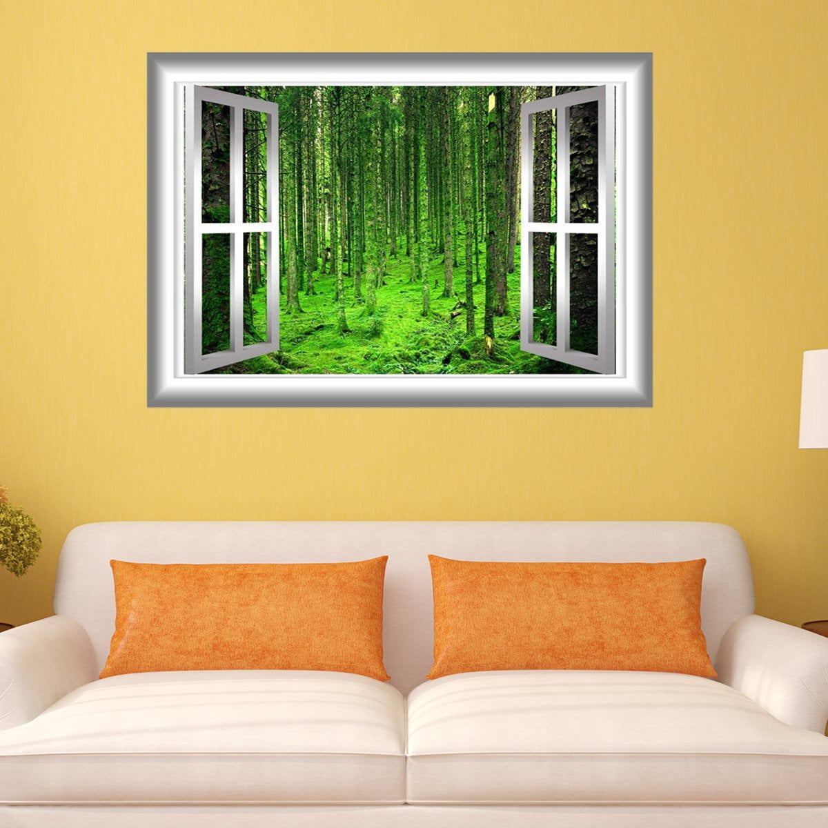 VWAQ 3D Forest Wall Decal Peel and Stick Wall Mural Sticker Home Wall