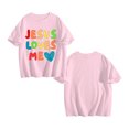 thumbnail image 5 of Niogvi Jesus Loves Me Shirt 𝓴𝓲𝓭𝓼 Pink T-Shirt , Jesus Casual Holiday Top For 𝓴𝓲𝓭𝓼 110cm, 5 of 6