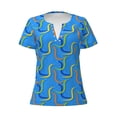 thumbnail image 3 of Naloa Colorful Snake Print T-Shirts Short Sleeve V Neck Tees for Women Fashion Tops Trendy Lightweight Soft Casual Summer Outfits Clothes, 3 of 5