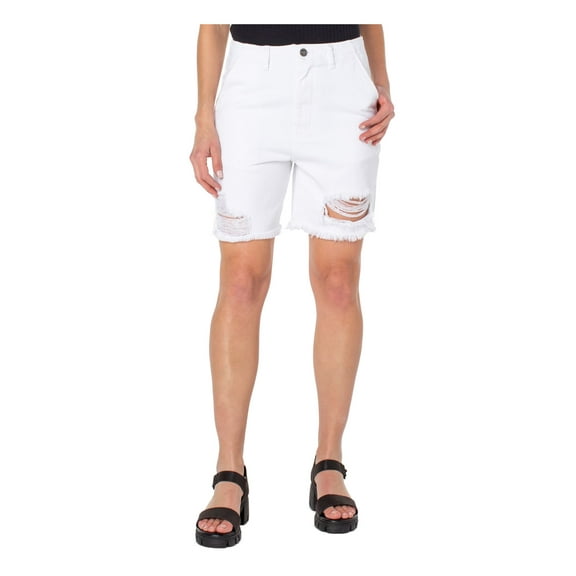 EARNEST SEWN NEW YORK Womens White Zippered Pocketed Frayed Hems High Waist Shorts 27