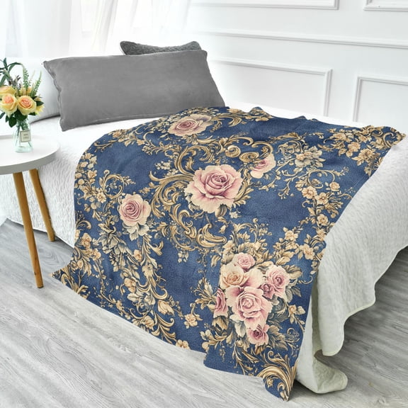 YAZAOO Travel Blanket Camping Blankets Fashion Damask Of Floral Patten