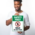 thumbnail image 2 of Safety First Walk Do Not Run Sign, Pool Sign, 10x14 Aluminum, 2 of 8