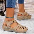 thumbnail image 4 of Dakaela Womens Sandals Closed Toe Wedge Platform Dressy Shoes Comfortable Ankle Strap Casual Summer Beach Slip on Sandal Beige 7.5, 4 of 9
