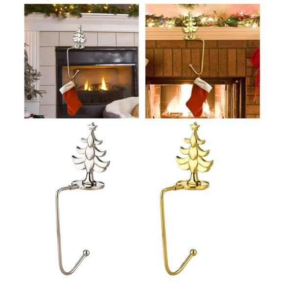 2 Chimney Hooks Christmas Stocking Holder Party Ornament Style C