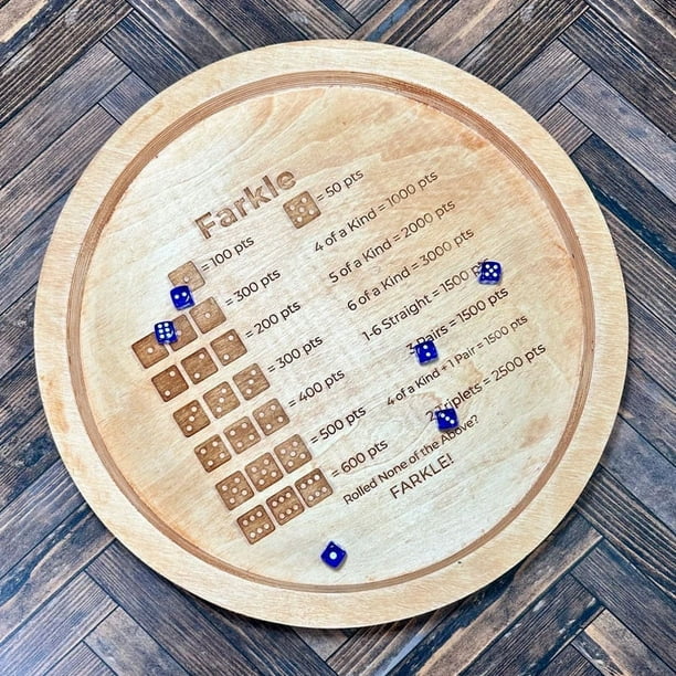 Juego de dados de madera | Clásico juego de dados Farkle y Basura | Esenciales para la noche de juegos en familia | Incluye bandeja de dados para un rodar organizado | Entretenimiento de fiesta para