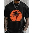 thumbnail image 7 of Men's T-Shirt Retro Orange Tropical Palm Tree Graffiti Short Sleeve Casual Tee Classic Crew Neck T-Shirt for Men, 5XL, 7 of 7