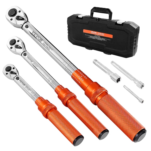 VEVOR Click Torque Wrench Set 3 Pcs 1/4 3/8 1/2 Inch Drive Dual-direction 72-Tooth