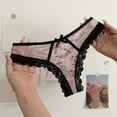 thumbnail image 2 of Seamless Lace Thongs for Women T-back Mid Waist Panties Soft Stretchy Bikini Briefs Breathable No Show Underwear, 2 of 8