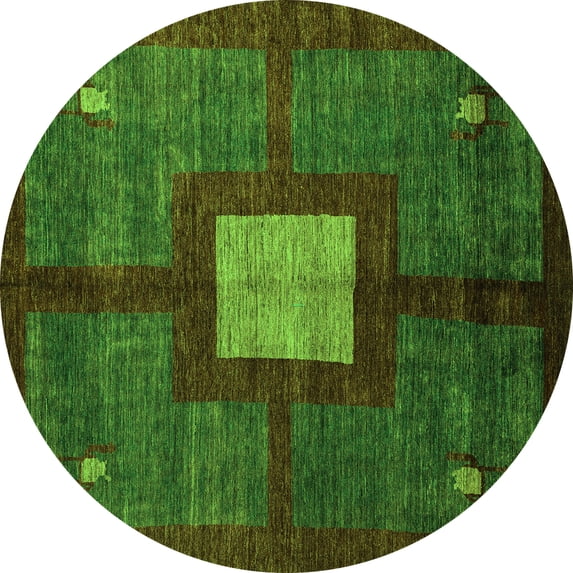 Ahgly Company Indoor Round Abstract Green Modern Area Rugs, 8' Round