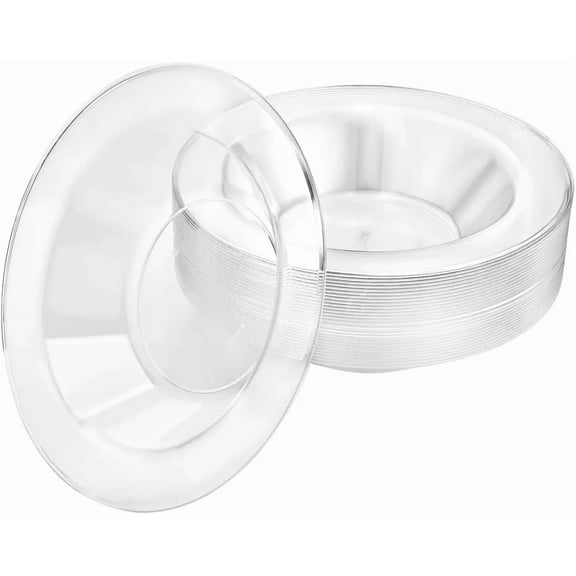 14oz Clear Round Bowl – Elegant Disposable & Reusable Plastic Serving Bowl for Soups, Salads, Desserts & Snacks – Sturdy Tableware for Weddings, Parties, Catering & Events Stylish Round Design (30)