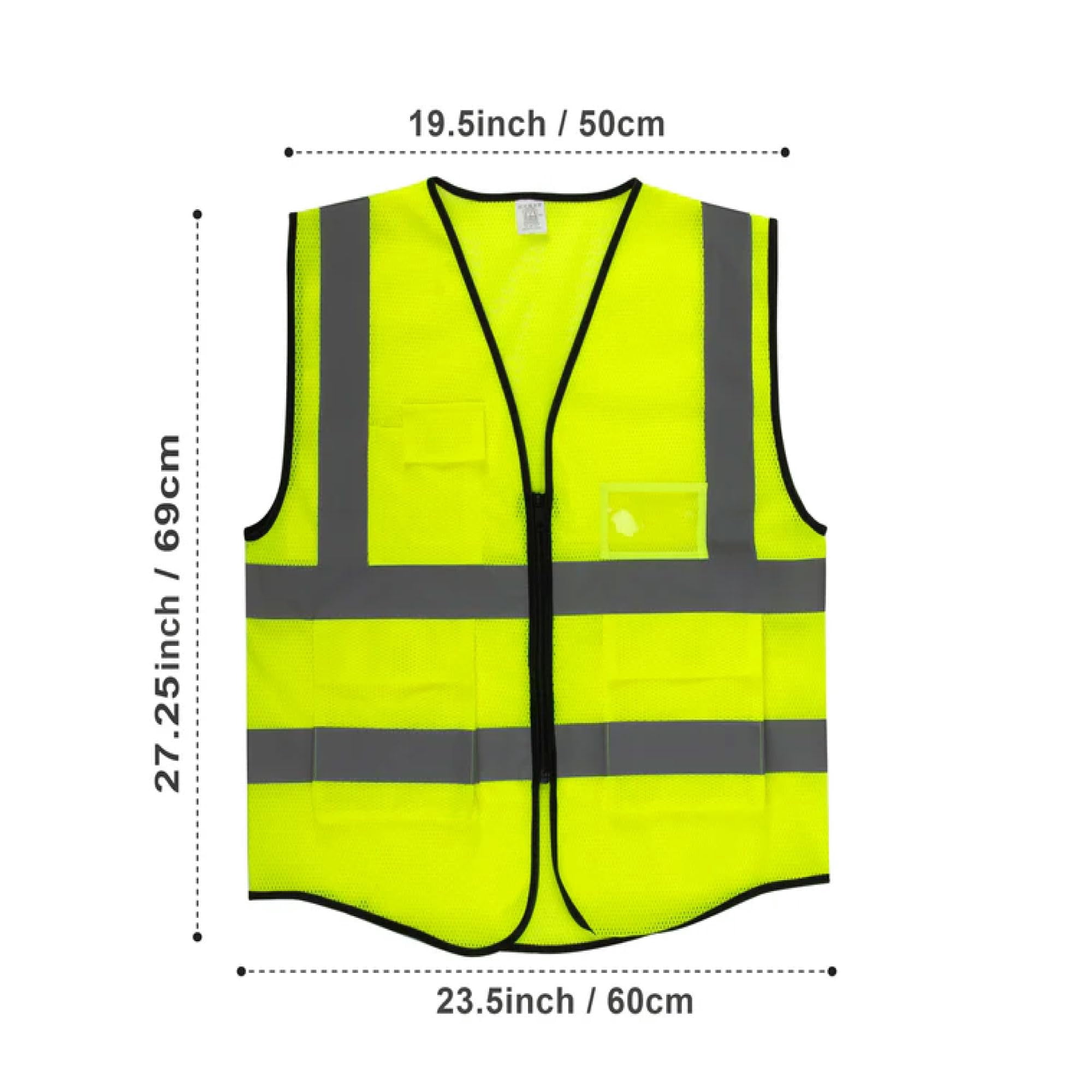 20 Pack of ANSI/ISEA Approved Reflective Yellow High Visibility Construction Safety Vests with Pockets and Zipper Closure for Men and Women