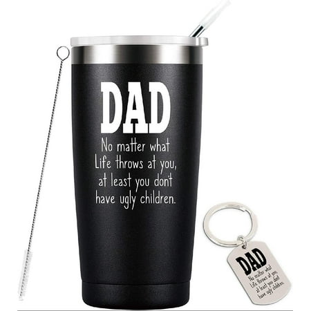

Dad Ugly Children Mug Tumbler from Daughter Son-Fathers Day Birthday Christmas Gifts for Dad Grandpa Stainless Steel Dad Gifts Cup with Straw and Lid Black 20 Ounce