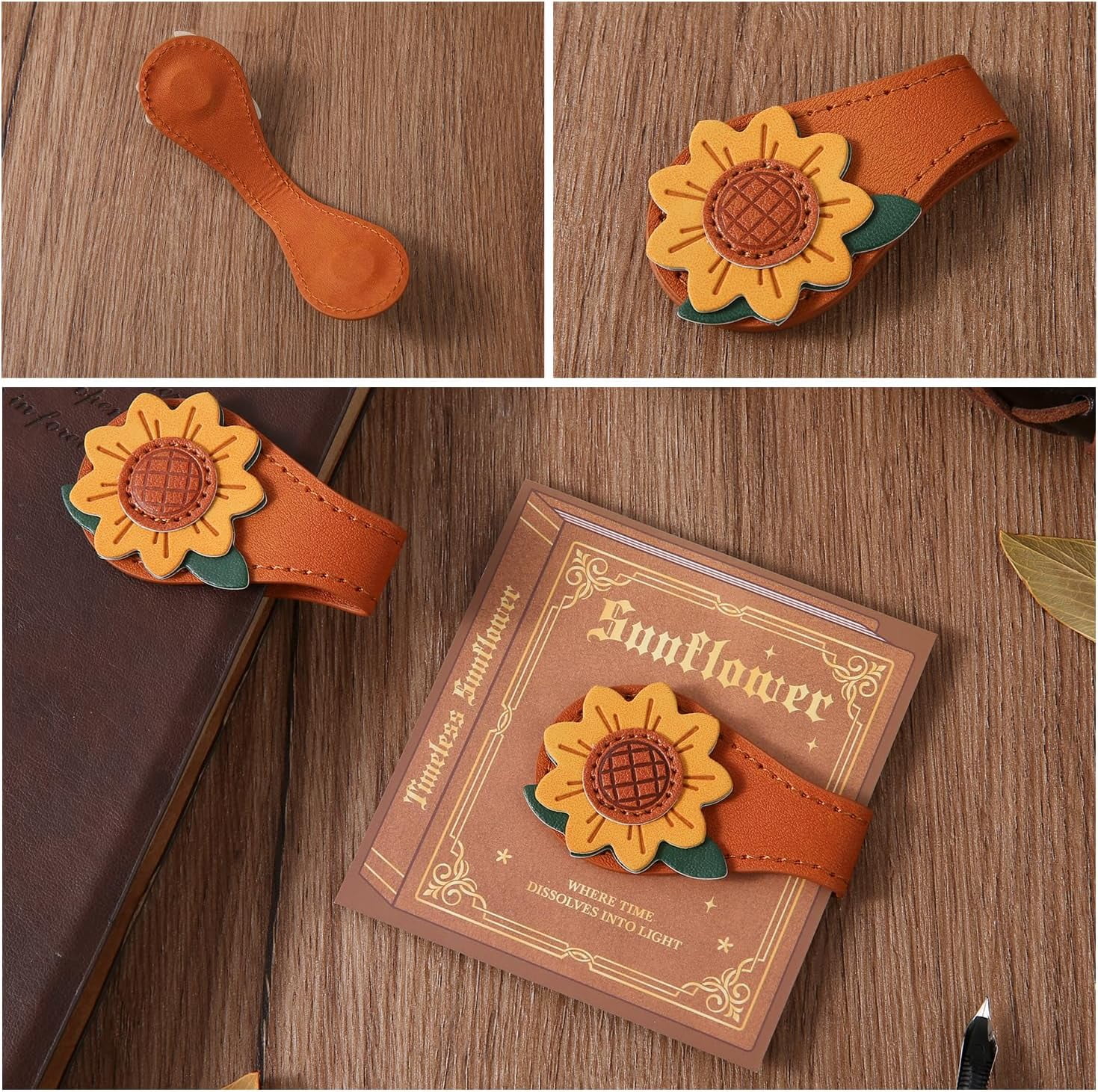 4PCS Vintage Magnetic Leather Bookmark, Leather Magnetic Bookmarks for Women, Magnetic PU Bookmarks Clip Book Accessories