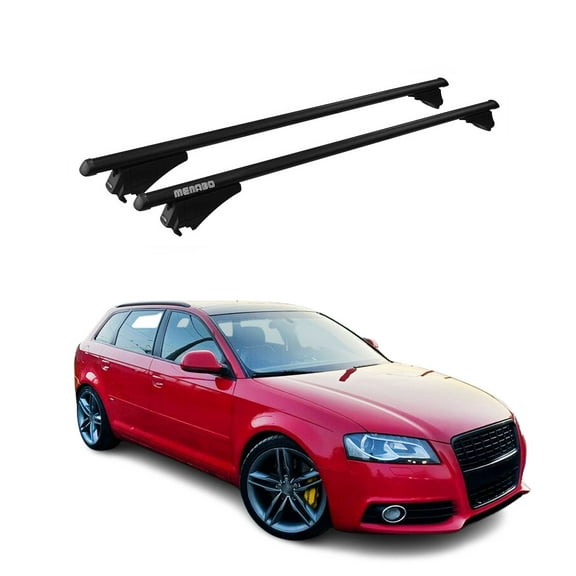 OMAC Top Roof Racks Cross Bars for Audi A3 Sportback 2006-2013 Black Aluminium 2Pcs